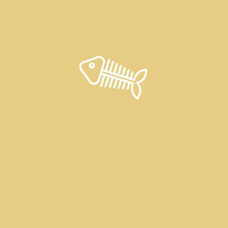 White fish skeleton on a tan background.