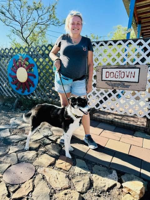 Woman with dog at 