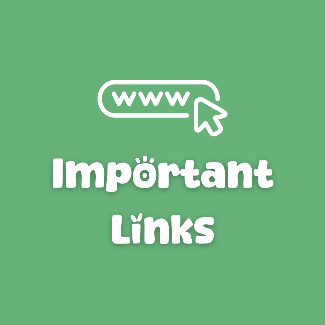 Green background with a white “www” icon and the words “Important Links” in white.