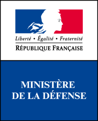 French Ministry of Defence logo; blue, white, and red with Marianne profile. Text: Liberté, Égalité, Fraternité.