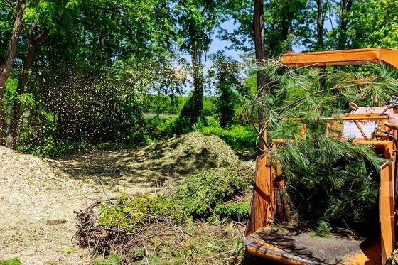 a wood chipper in operation