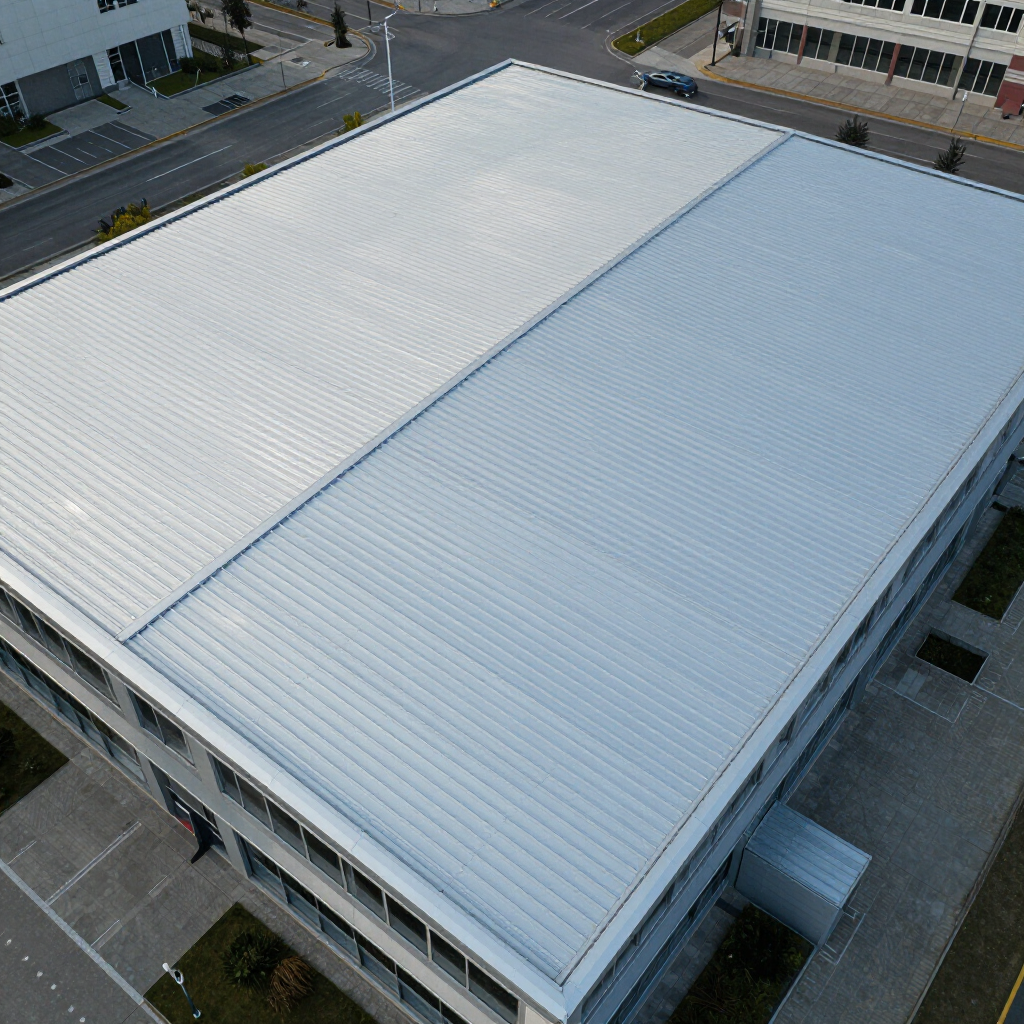 Flat black roof with HVAC units, vents, and a backdrop of autumn trees. Flat black roof with HVAC units, vents, and a backdrop of autumn trees.