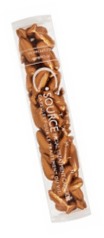 Long, narrow package of brown wrapped candies with white “coc…” branding on a white background