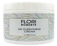 FLORI ROBERTS My Everything Cream jar with white lid and pale blue floral label