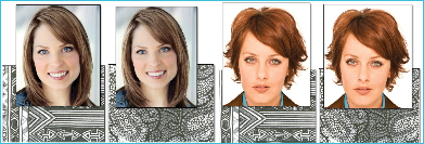 Four headshots arranged in a row, showing two different individuals, each repeated once, against a patterned background.