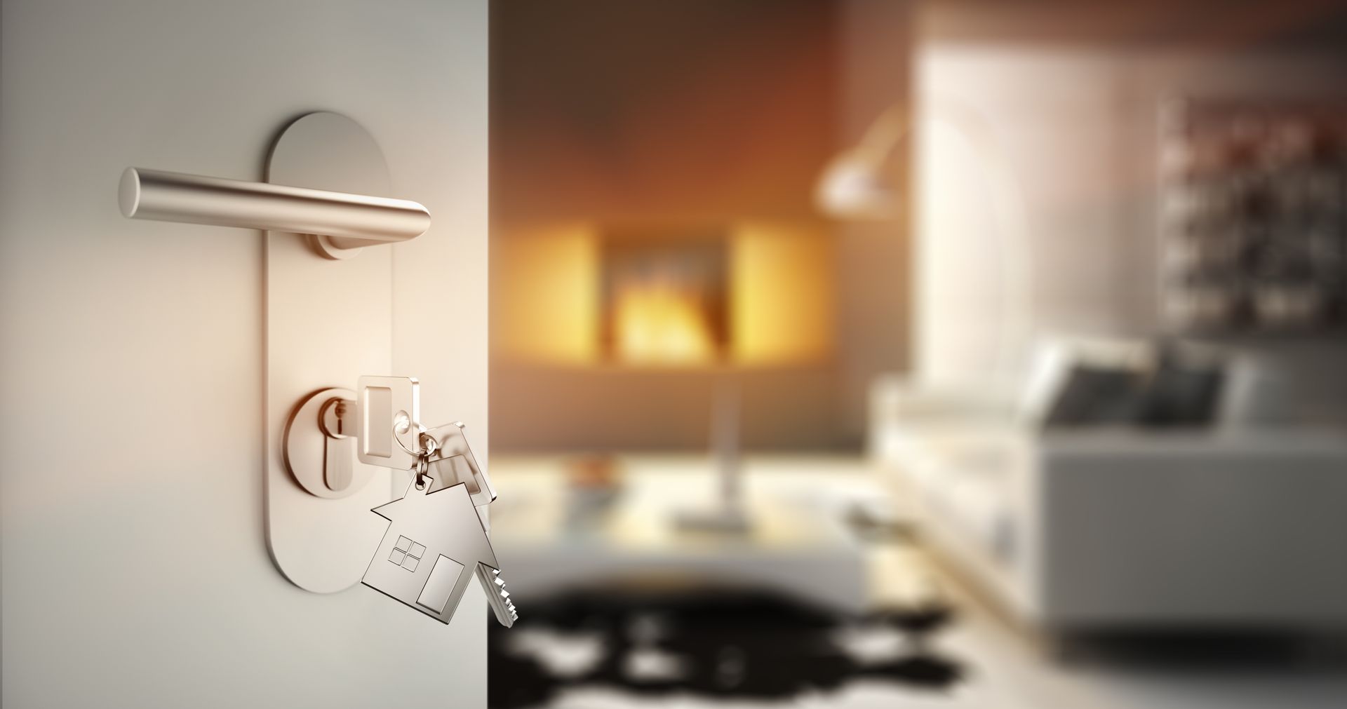 A Door With A Key In It Is Open To A Living Room — One Lane Financial In Burdell, QLD
