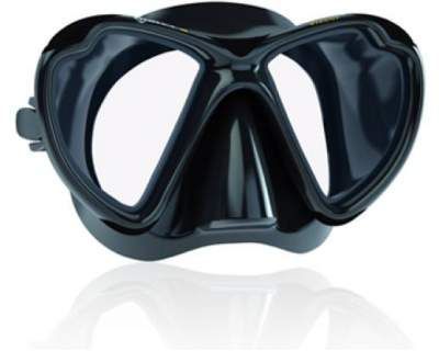 Maschera da sub nera su sfondo bianco