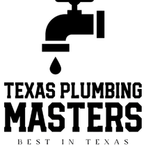 Texas Plumbing Masters logo with black faucet and droplet, “Best in Texas” text.