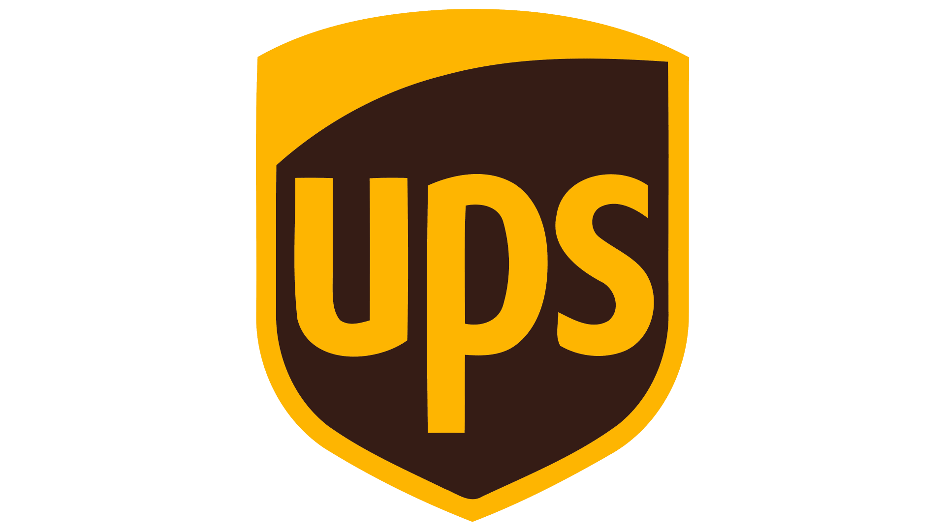 A brown and yellow ups logo on a white background.