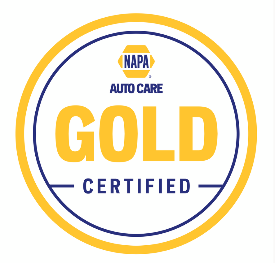 NAPA Auto Care Gold Certified seal in yellow, blue, and white.