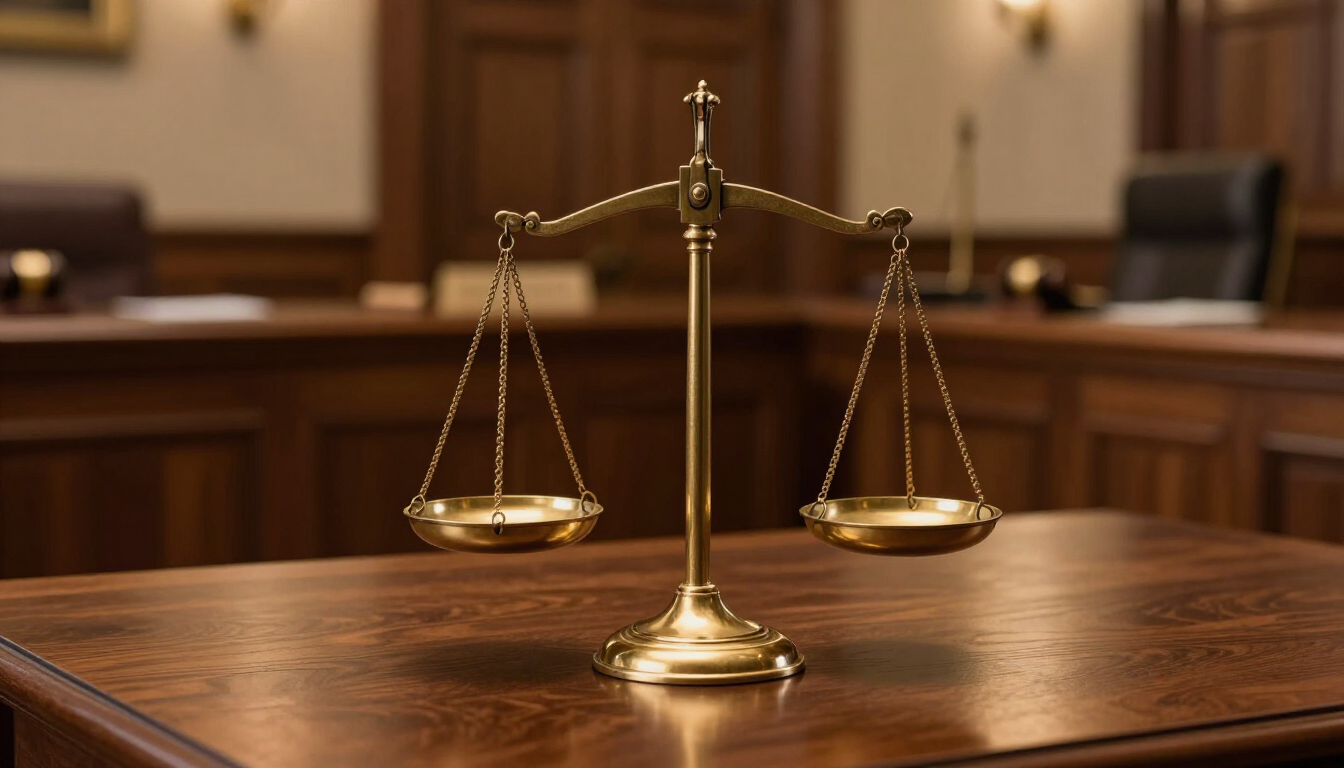 Legal scales of justice representing a Texas parole hearing.
