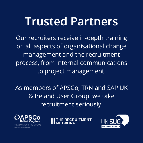 A blue sign that says trusted partners on it