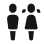 Icon of two people, one male and one female, in black on white background