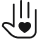 Black hand icon with a heart in the palm, outlined in thin black lines.
