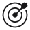 Black target with concentric rings and an arrow hitting the center on a white background