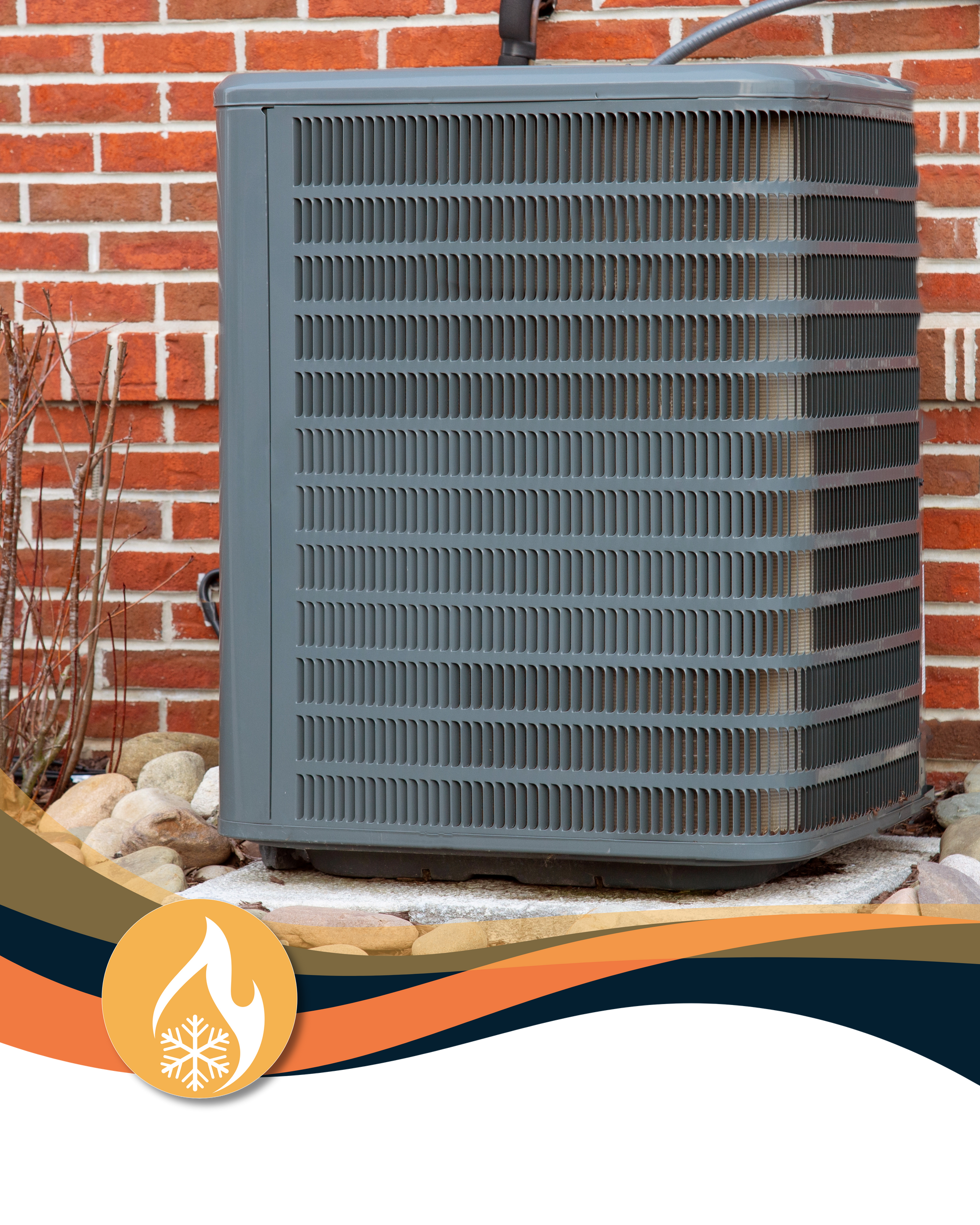Air conditioning unit outside a brick building.