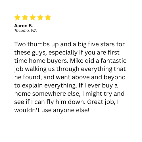 Review from Aaron B. of Tacoma, WA, giving a 5-star review 