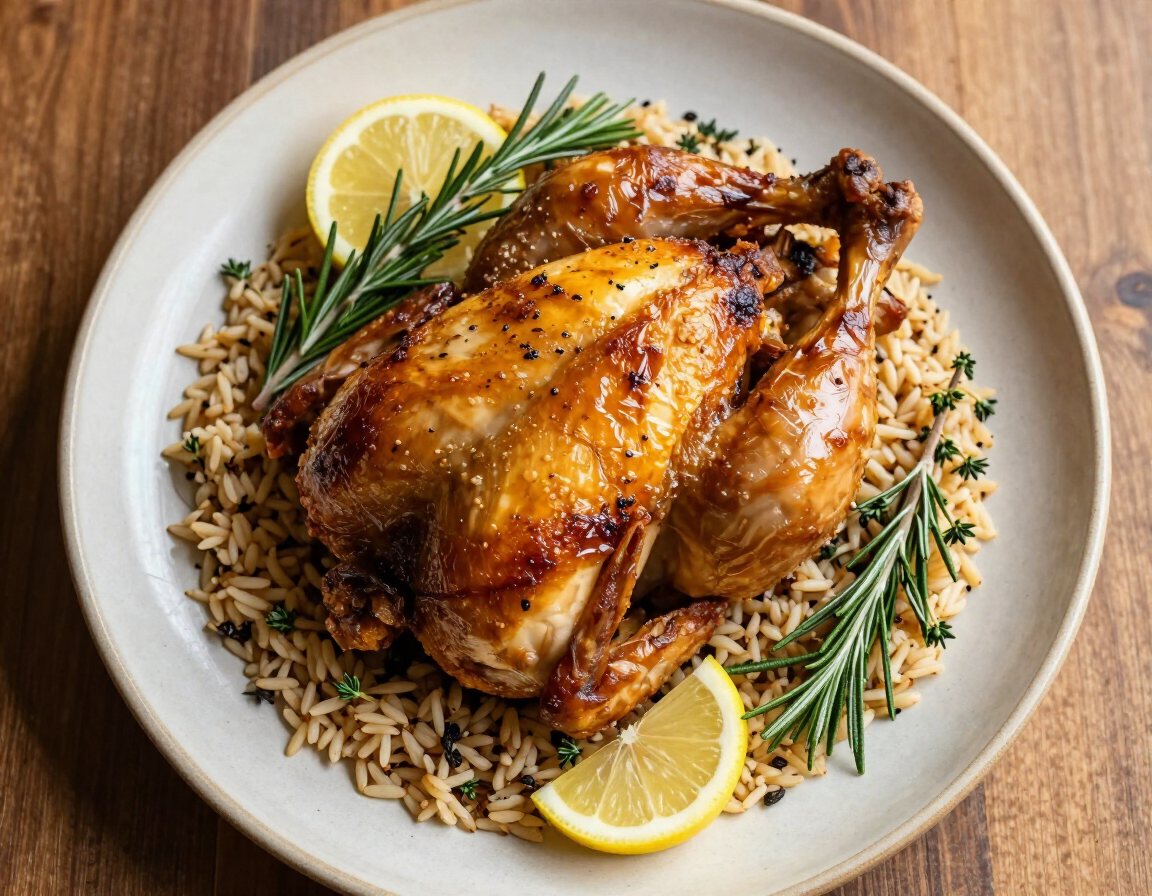 Lemon Herb Roasted Chicken with Wild Rice