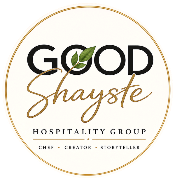 GOOD Shayste Hospitality Group logo in black and gold with a circular border