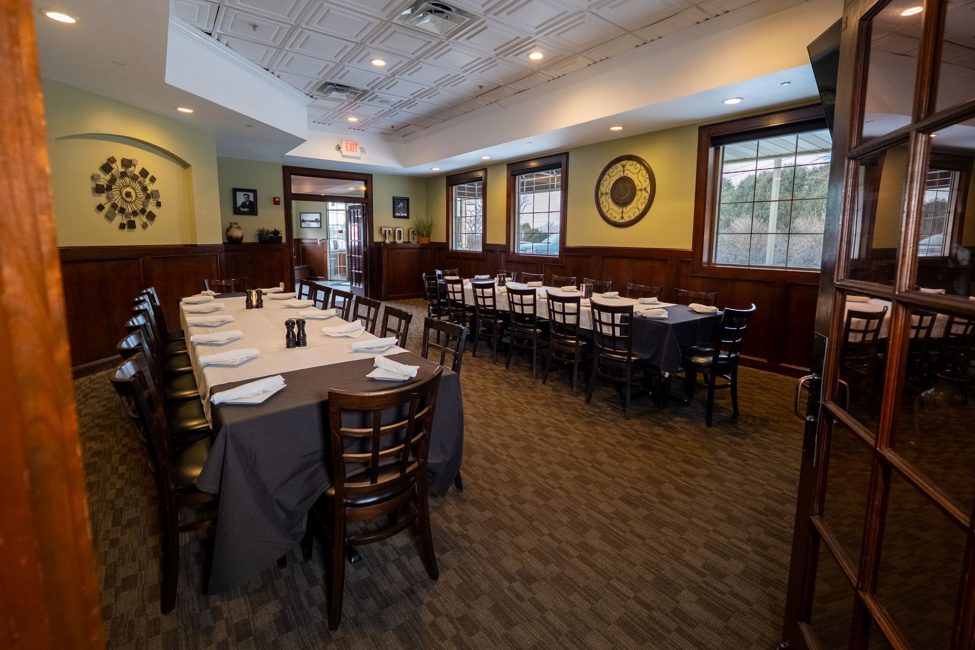 A set dining room at Tavern On Clark, the Rockford steakhouse open for Sunday dinner.
