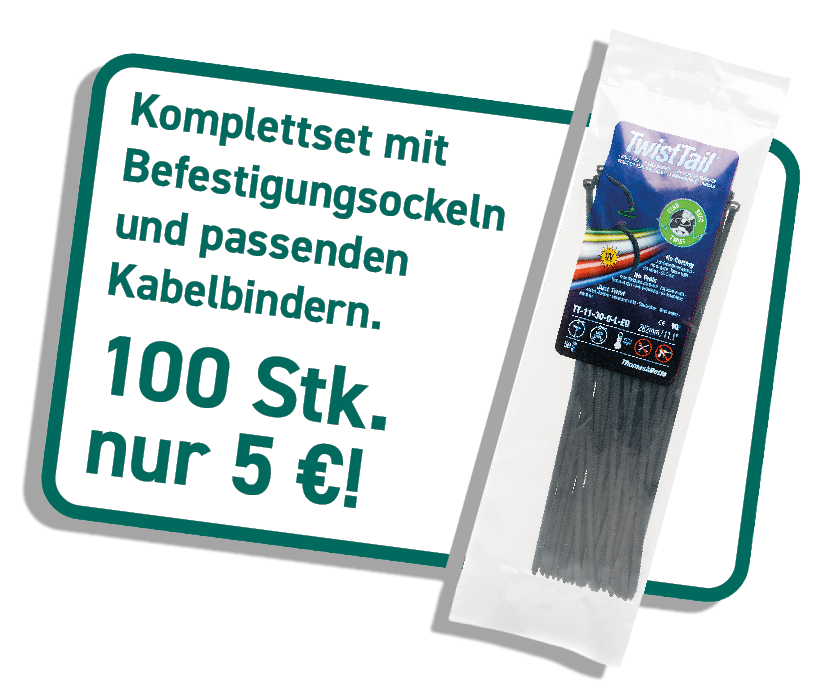 Supersonderangebot: Sockel mit Kabelbinder 100 Stück nur 5 € !