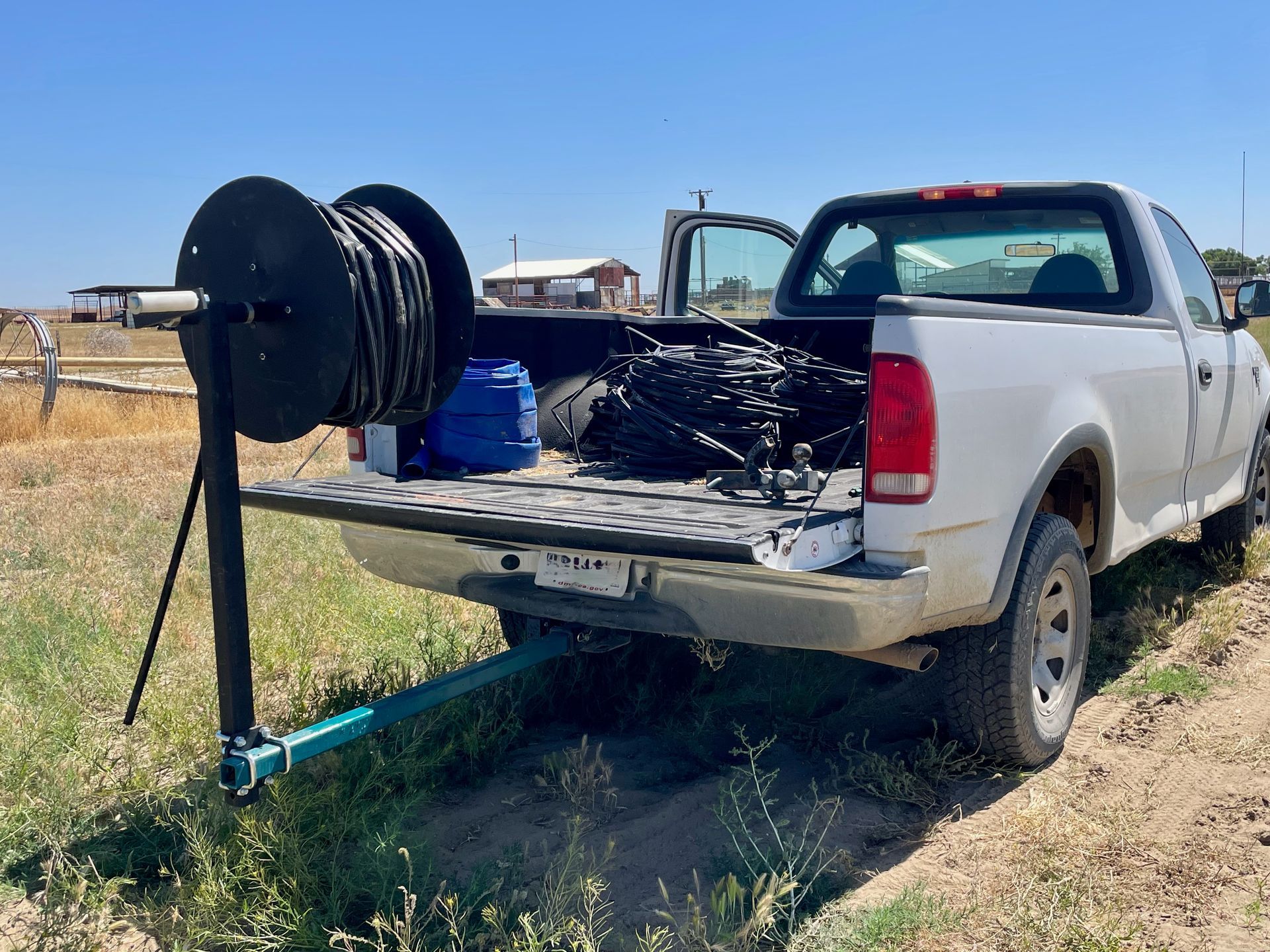 Irrigation wheel attached to truck