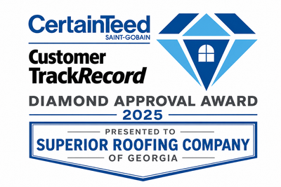 CertainTeed logo with blue graphic and text; 