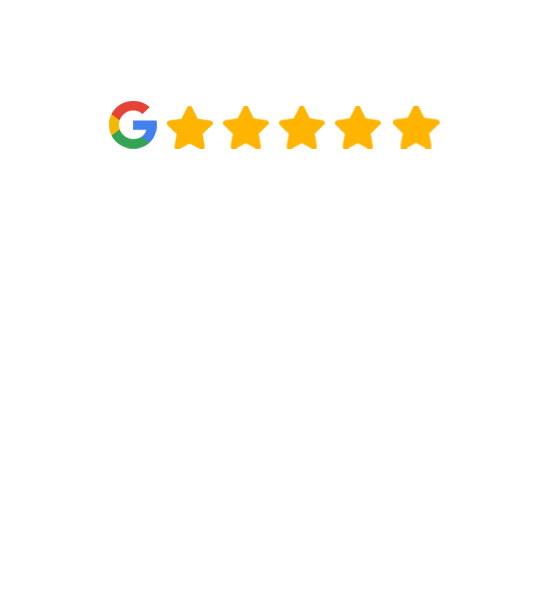 Google logo with five gold stars, indicating a five-star rating.
