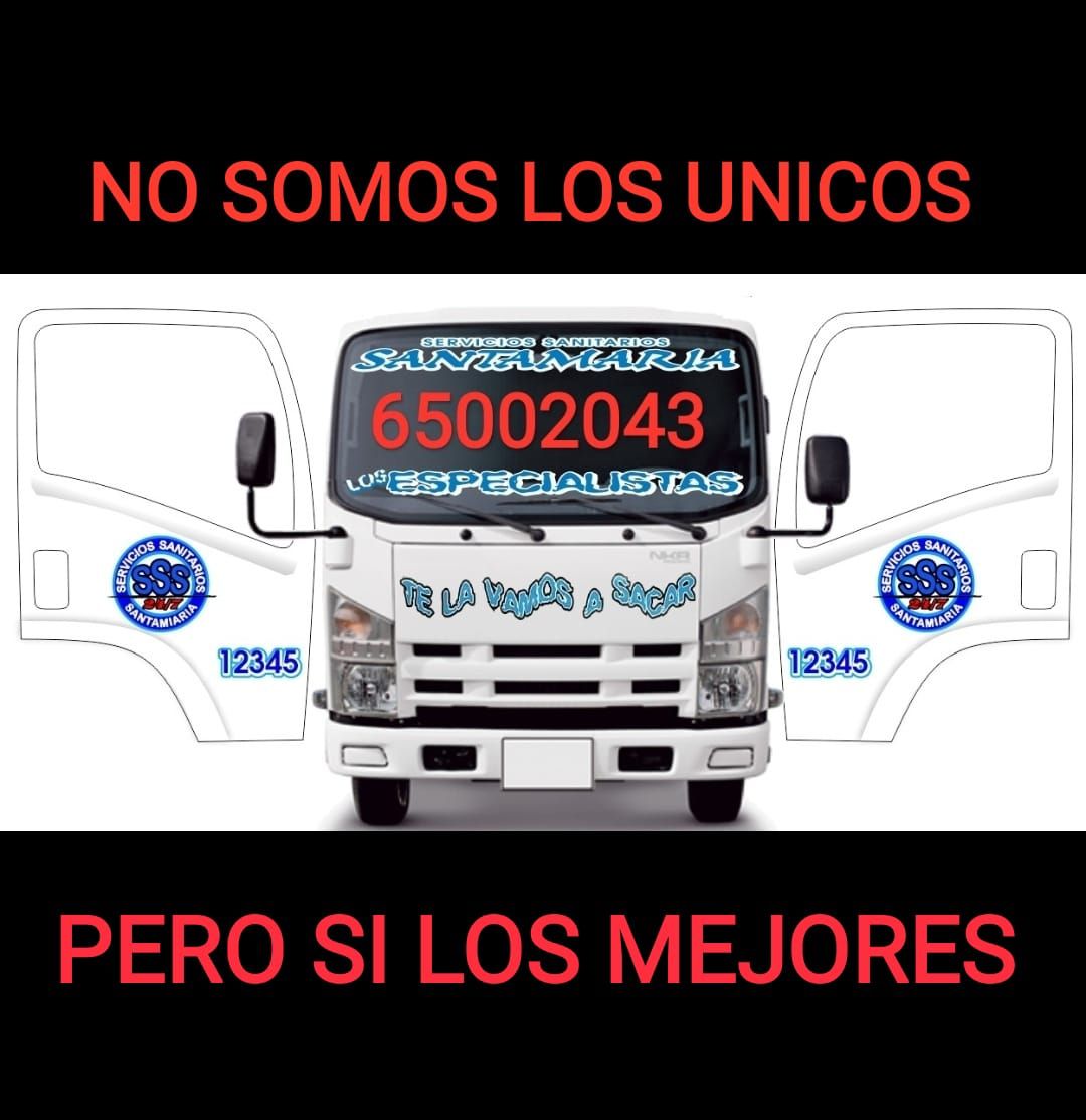 Camión blanco con número de teléfono, texto que dice
