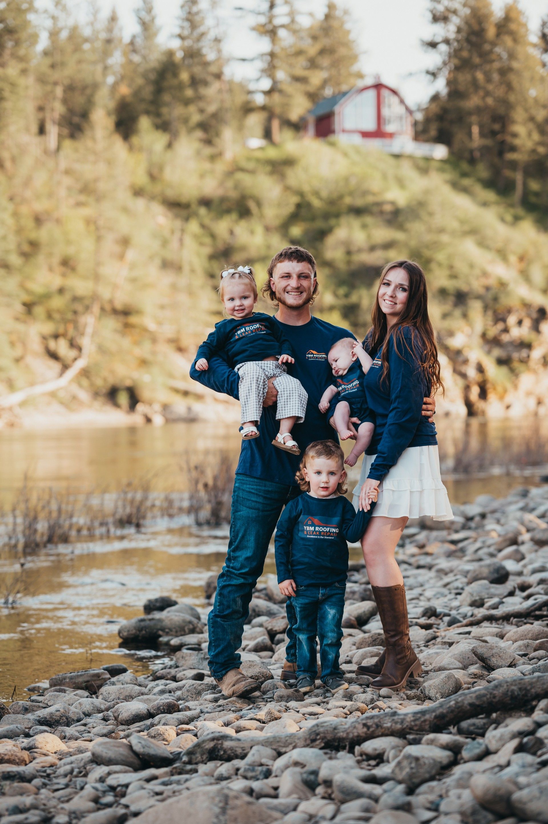 Family photo in YBM Roofing & Leak Repair T shirts