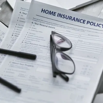 A pair of glasses is sitting on top of a home electrical insurance policy.