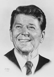 Black-and-white portrait of a smiling man in a suit and tie