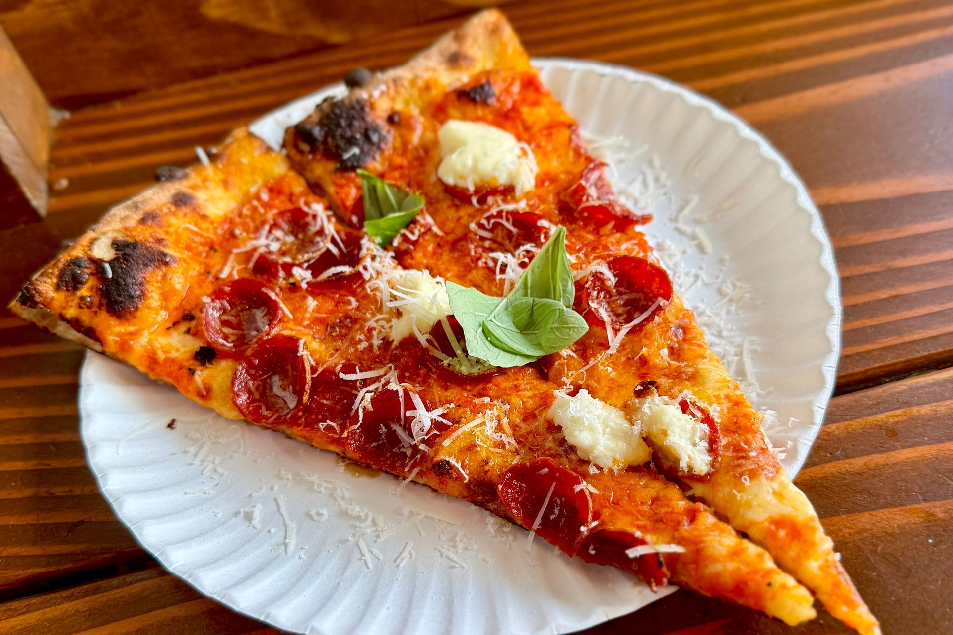 Pizza served at Slicehaus, a modern Greenwich Village pizzeria in New York City.