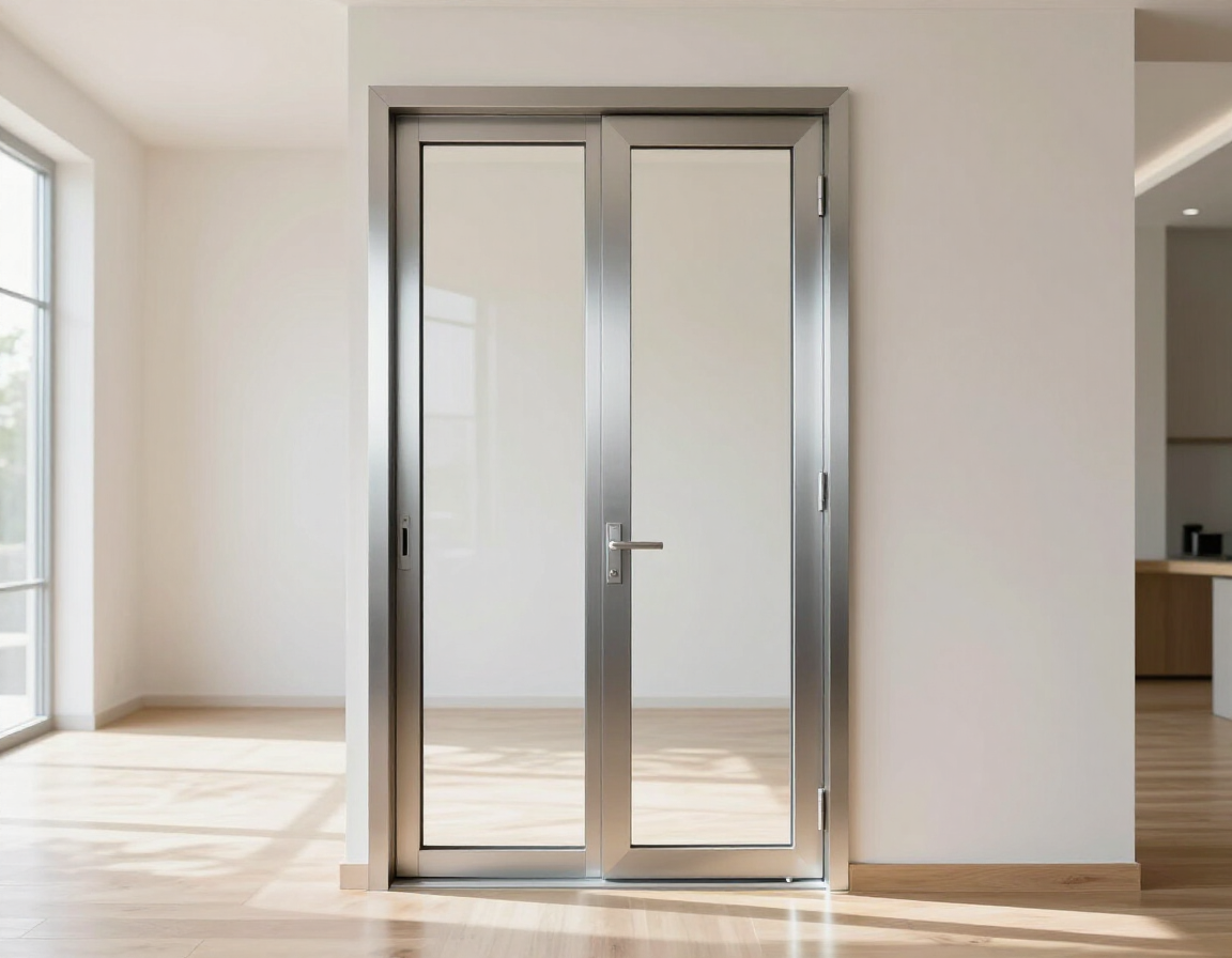 Resultado final de puerta de aluminio y vidrio templado