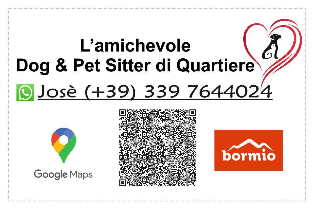 A sign for l' amichevole dog and pet sitter di quartiere