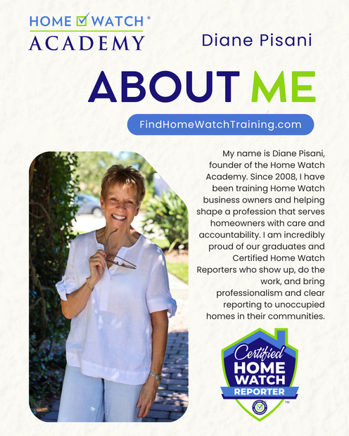 Home Watch Academy About Diane Pisani