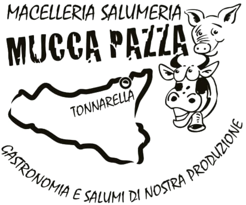 Logo in bianco e nero per macelleria con disegno di un maiale, mappa della Sardegna e scritta 