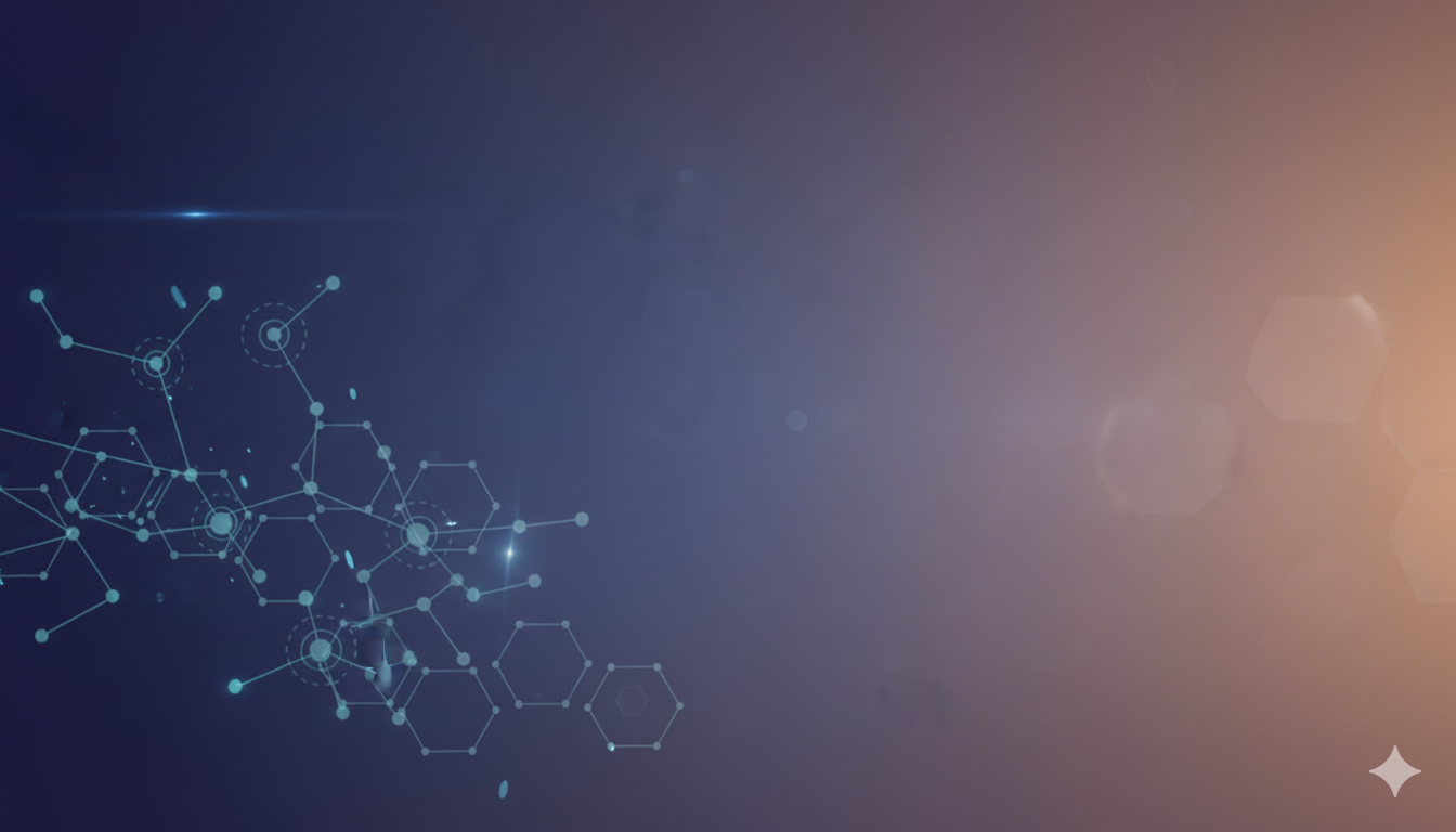 Abstract blue tech network on a dark gradient background with glowing nodes and connecting lines