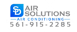 A logo for air solutions air conditioning with a phone number.