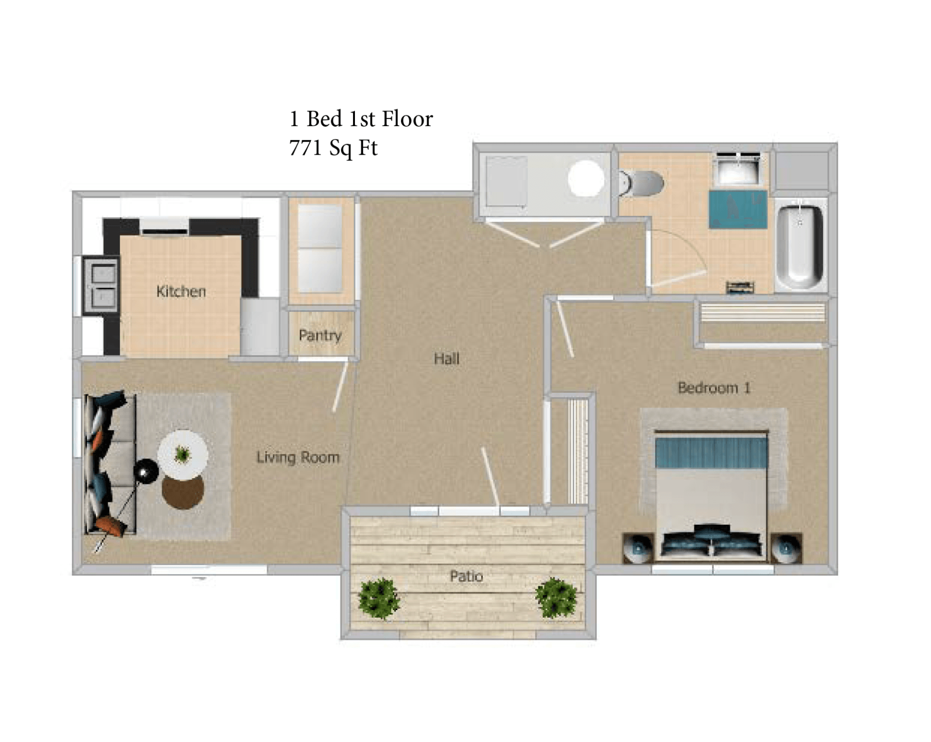 1 Bedroom 3D