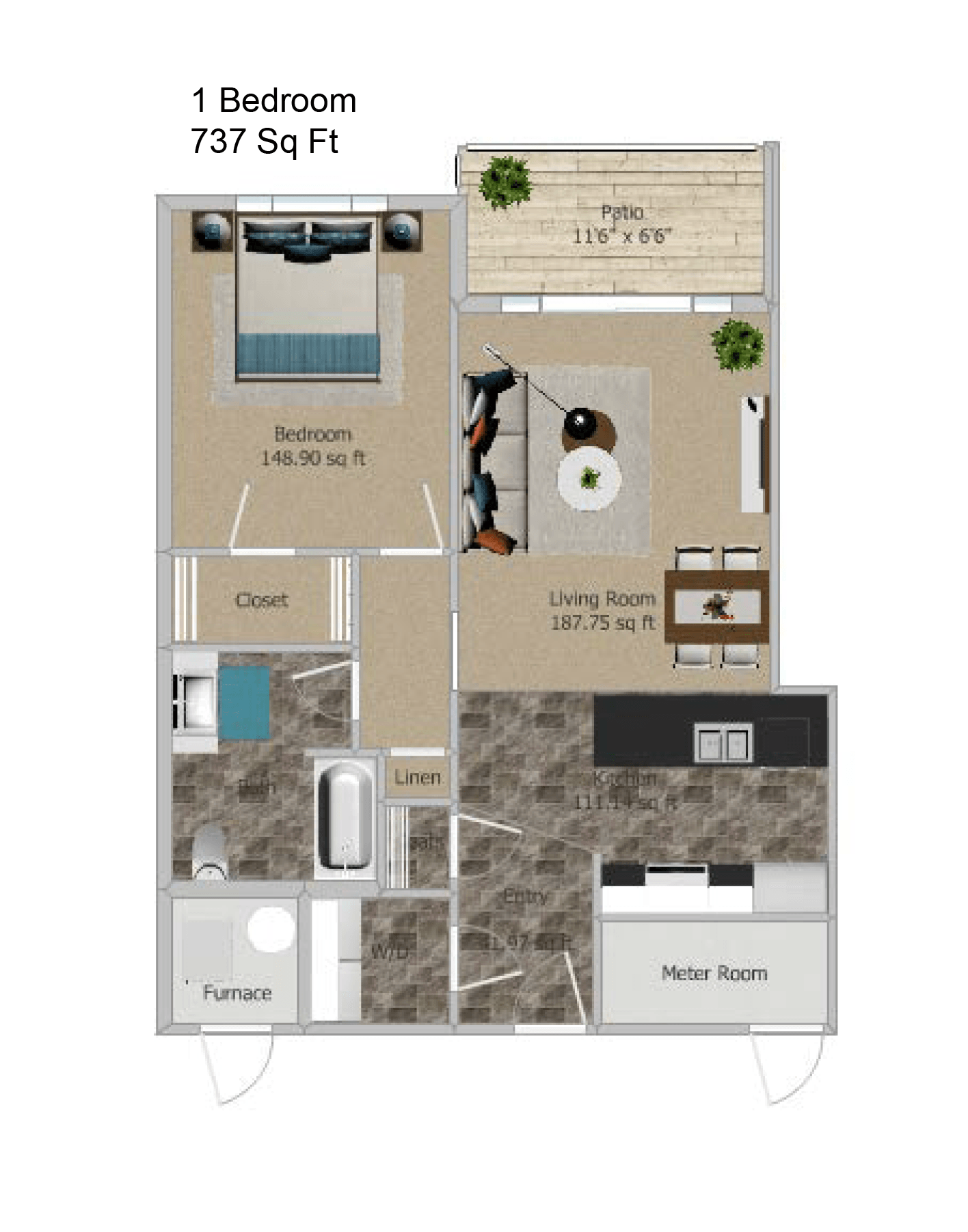 1 Bedroom 3D