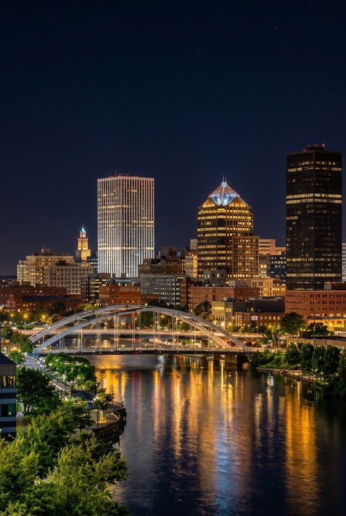 downtown rochester NY viewed from accross the genesee river