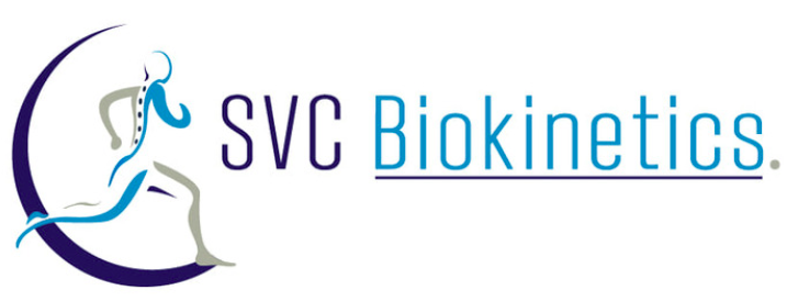 Logo of SVC Biokinetics: stylized runner within a crescent shape. Text reads 