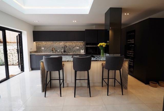 island kitchen with chairs