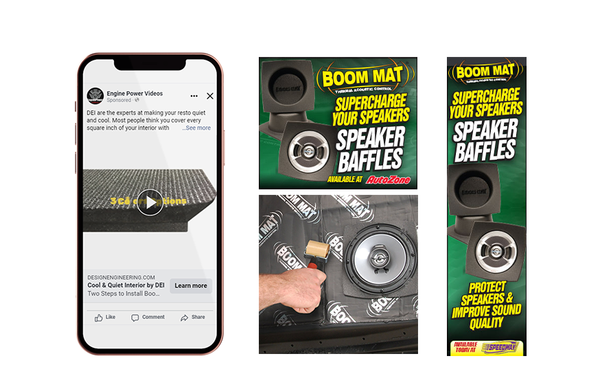 color images of product ads for an automotive performance aftermarket company 