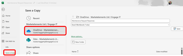 Save to OneDrive and Attach to email from OneDrive