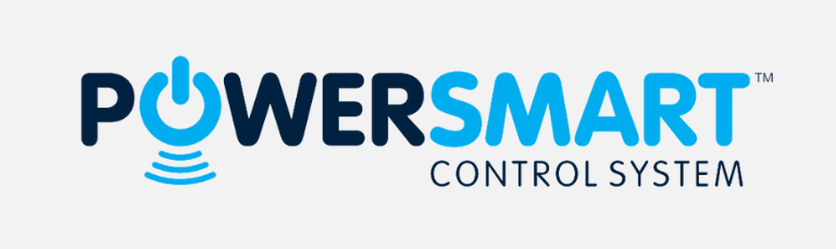 The powersmart control system logo is blue and black on a white background.