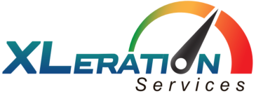 A logo for xleration services shows a speedometer