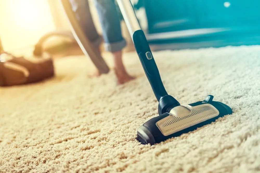 A Person is Using a Vacuum Cleaner to Clean a Carpet — Doobies Cleaning Service in Port Macquarie, NSW