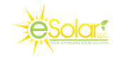 ESolar LLC logo with yellow sunburst and green text, plus tagline “Your Affordable Solar Solution”